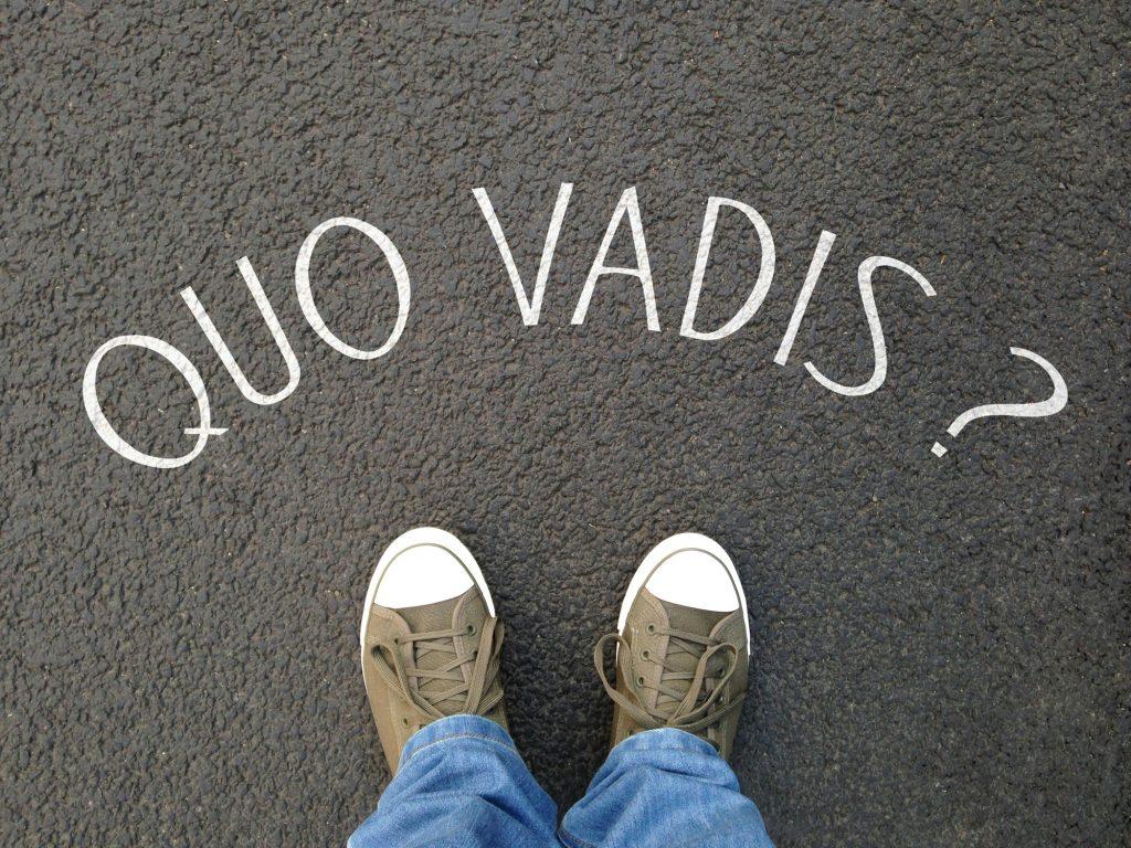 quo vadis is a latin phrase meaning where are you going which is another way of asking what is the meaning of life - how we answer this question will indicate the teleological portion of our world view.